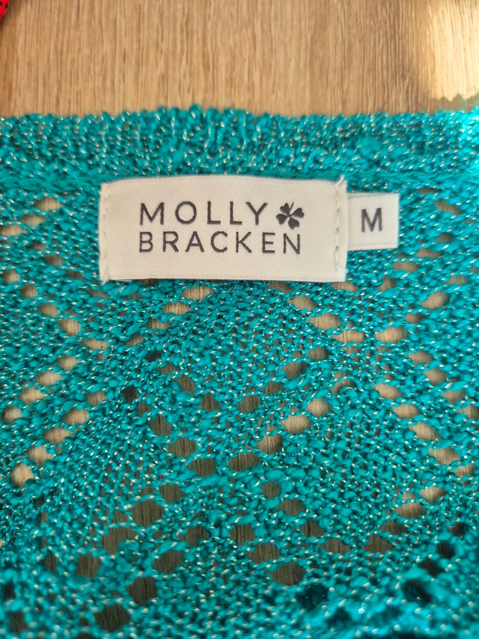 Molly Bracken Blusa de malha aberta turquesa feminina tamanho 38 M mangas longas estilo boêmio chique leve – photo 5